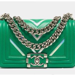 Authentic Chanel Chevron Boy Bag